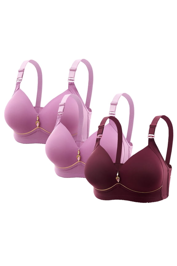 No Underwire Women Bras Pink Full Coverage Tshirt Seamless Push up Heavy Breast 3 Pack Bras Women Bra XL