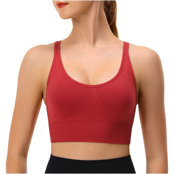 Amidoa No Wire Bras for Older Women Full Coverage Red Sport High Support Solid Bandeau Women Lingerie S
