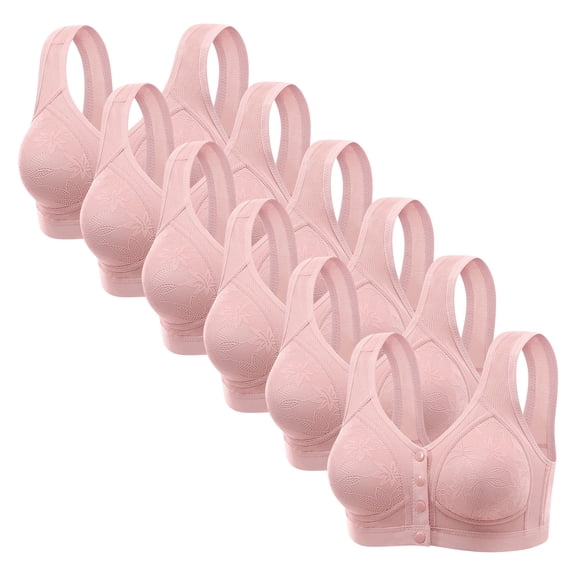 Amidoa Nursing Womens Bra Wirefree Breastfeeding Front Closure Pink 6 Pack Mastectomy Large Bust Bras Women Bra XXXL