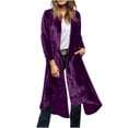 thumbnail image 1 of Amidoa Overcoat Womens Coats Velvet Dressy Fashion Purple Outfits Party Lapel Collar Coat Jackets for Women S, 1 of 7