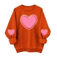 thumbnail image 1 of Amidoa Oversized Womans Tops Orange Pullover Valentines Sweatshirts Going out Heart Crew Neck Tees Ladies Blouses M, 1 of 6