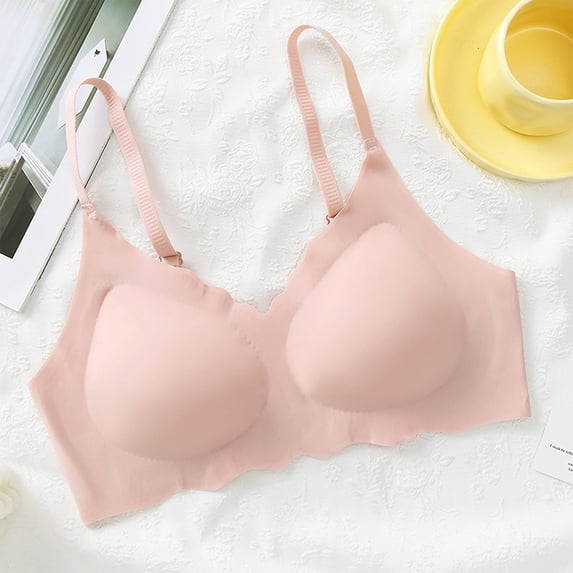 Amidoa Pink Bras for Older Women Breathable Seamless No Underwire Solid Bandeau Women Lingerie XL
