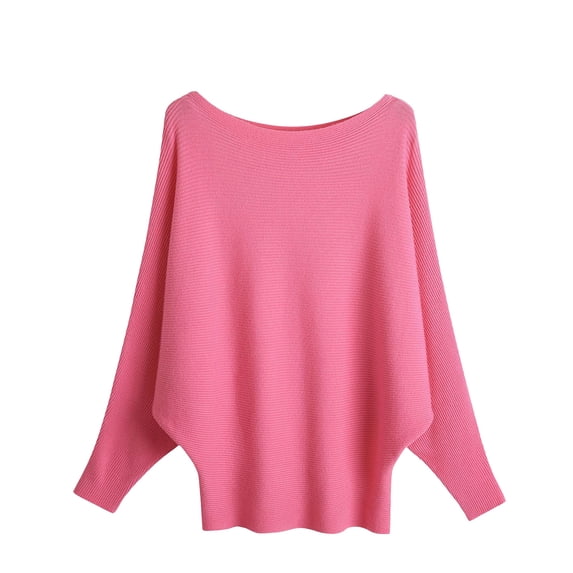 Amidoa Pink Women Sweater Knit Plus Size Long Sleeve Winter Round Neck Solid Sweaters Women's Cardigans Free Size