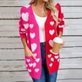 thumbnail image 1 of Amidoa Pink Women's Sweaters Valentines Long Sleeve Cardigan Pockets Long Heart Knit Cardigans for Women Trendy XL, 1 of 9