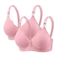 thumbnail image 1 of Amidoa Pink Womens Bras Wire-Free Seamless Heavy Breast 2 Pcs Solid Bras Brasieres for Womens S, 1 of 8