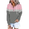 thumbnail image 1 of Amidoa Pink Womens Hoodies Long Sleeve Pullover Casual Hoodies Color Block Drawstring Button Tops Womens Tops Trendy XXL, 1 of 6