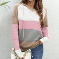thumbnail image 1 of Amidoa Pink Womens Sweater Long Sleeve Lightweight Hoodie Drawstring Colorblock Cutout Sweaters Womens Cardigans S, 1 of 3