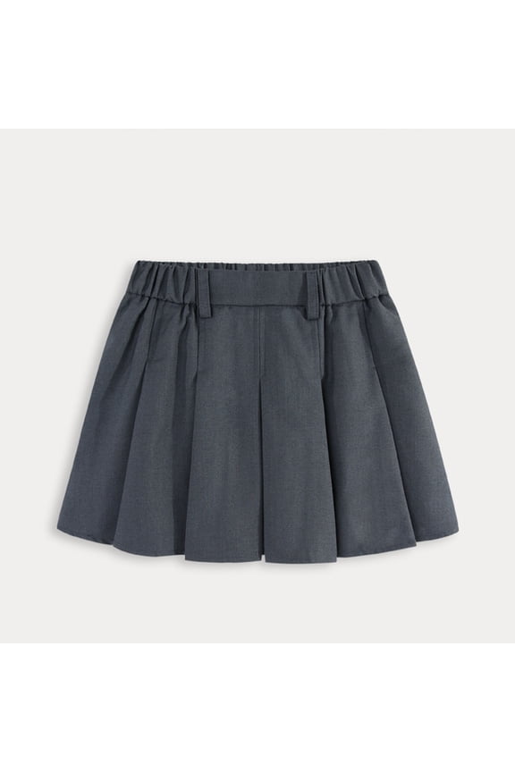 Pleated Girl A-line Dress Lined Short Sleeve Sundress Casual Performance Summer Dress Gray,12-13Years