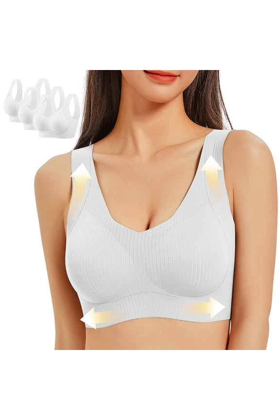 Plus Size Women Bras Sports White T Shirt Seamless High Impact Large Bust 3 Pack Bralette Women Bra M