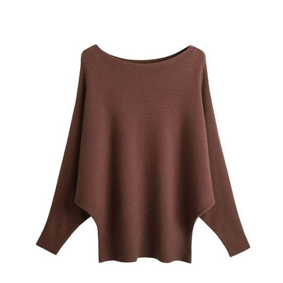 Amidoa Plus Size Womens Sweaters Long Sleeve Bronze Knit Round Neck Winter Solid Sweaters Womens Cardigans Free Size