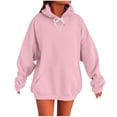 thumbnail image 1 of Amidoa Pullover Womens Hoodies Oversized Long Sleeve Pink Sweatshirts Plain Drawstring Hoodies Blouses for Women L, 1 of 5