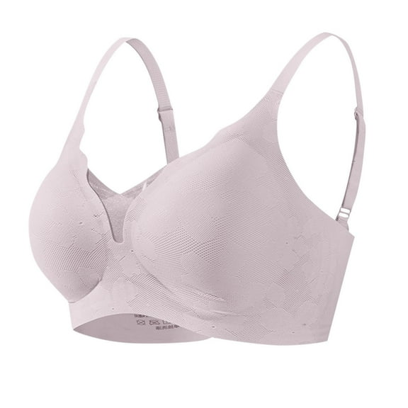 Amidoa Purple Bras for Women Pullover T-Shirt Wire-Free Solid Push-up Bra Brasiers Women XXL