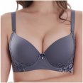thumbnail image 1 of Amidoa Purple Women Bras Lace Underwire Minimizer Push up Plunge High Support Everyday Wear Women Bra 100C, 1 of 5