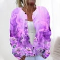 thumbnail image 1 of Amidoa Purple Women's Sweaters Button up Long Sleeve Cardigan Floral Fall Knit Loose Cardigans Women's Cardigans L, 1 of 5