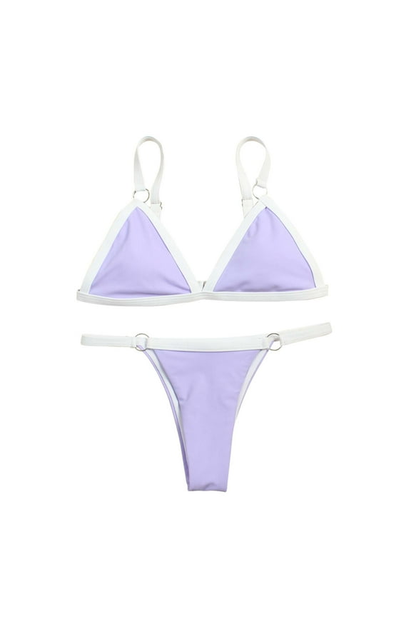 Purple Womens Bikini Set Summer Brazilian Sheer Cheeky Triangle Beach Bikinis Bathing Suits for Women Over 60 M