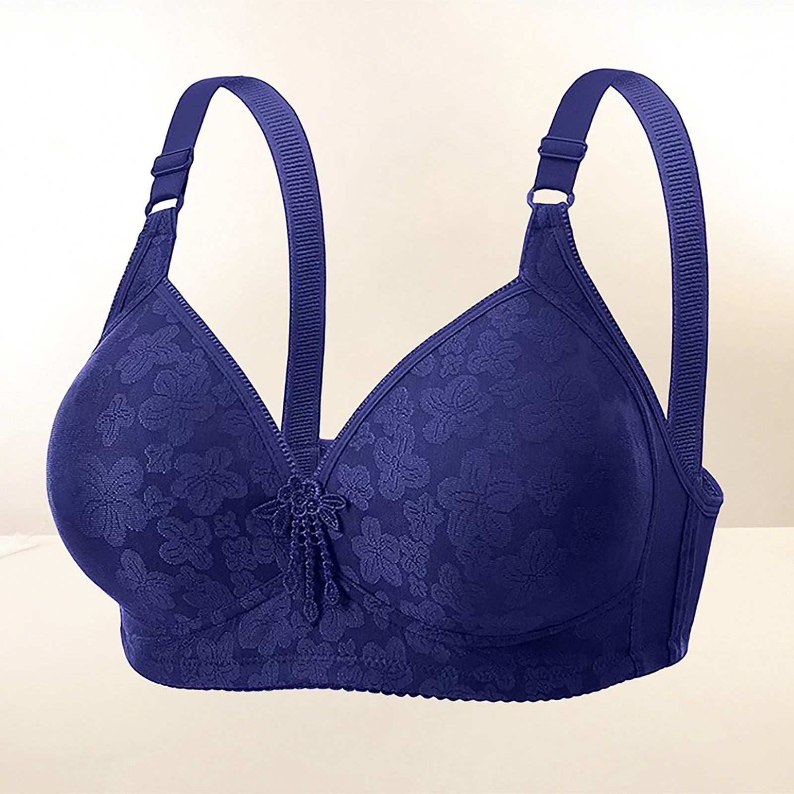 Amidoa Push-up Bras for Older Women Blue Wire-Free Large Bust Full ...