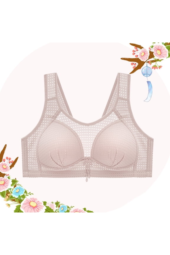 Push-up Bras for Older Women Breathable Cut-out Gray Solid Bandeau Women's Lingerie M