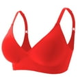 thumbnail image 1 of Amidoa Push-up Bras for Older Women Smoothing Red Seamless Solid Bra Lingerie for Women M, 1 of 2
