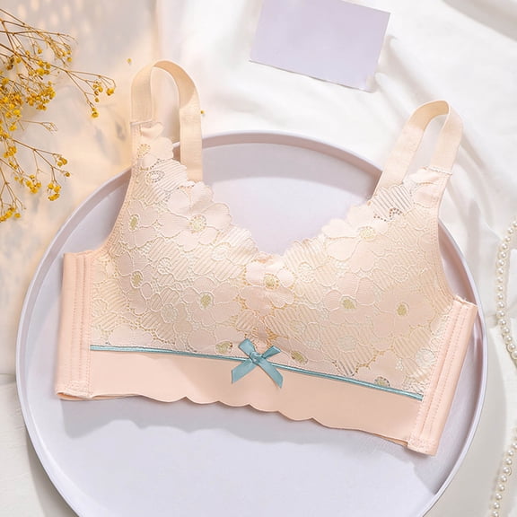 Amidoa Push-up Bras for Women Beige Lace Full-Figure Embroidered Brasiers Women Lingerie 42/95C