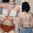 thumbnail image 1 of Amidoa Push-up Womens Bras Criss Cross Front-Close White Solid Cheeky Lingeries Women's Lingerie M, 1 of 4