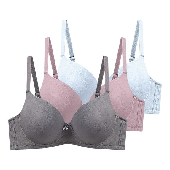 Amidoa Push-up Womens Bras Underwire T-Shirt Gray 3 Pcs Solid Bras Brasieres for Womens 95