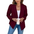 thumbnail image 1 of Amidoa Red Cardigans for Women Long Sleeve Blazer Workout Solid Open Front Crop Collared Cardigans Womens Sweaters L, 1 of 7