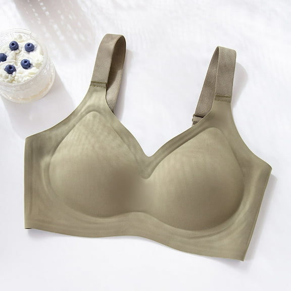 Amidoa Seamless Bras for Older Women Green No Underwire Push-up Pullover Solid Bra Lingerie for Women XL