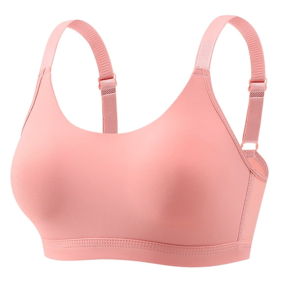 Amidoa Seamless Bras for Older Women No Underwire Pink T-Shirt Solid Bandeau Brasiers Women 40