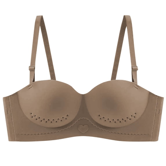 Amidoa Seamless Bras for Women Demi-Cup No Wire Bronze Push-up Solid Bra Women's Lingerie M