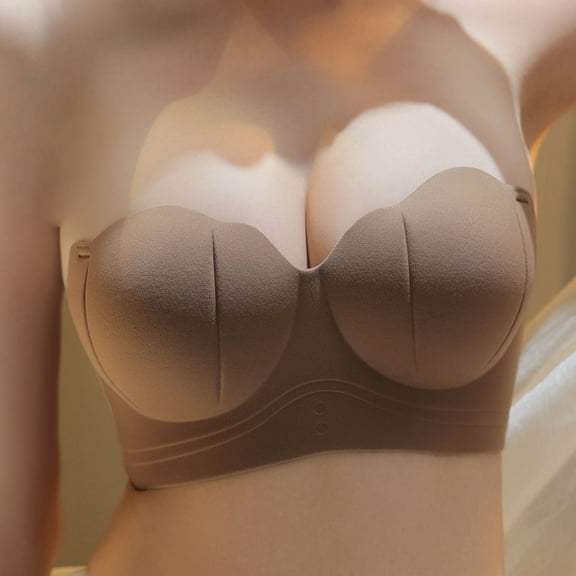 Amidoa Seamless Bras for Women No Wire Bronze Back-Smoothing Push-up Solid Bra Women's Lingerie L