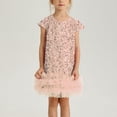 thumbnail image 1 of Amidoa Sequins Girl A-line Dress Crewneck Short Sleeve Sundress Casual Summer Dress,Beige,8-9 Years, 1 of 7