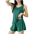 thumbnail image 1 of Amidoa Sets for Women 2 Piece Green Sheer Summer Elastic Waist Shorts Ruffle Tank Solid Outfits Women Sweatsuit L, 1 of 5