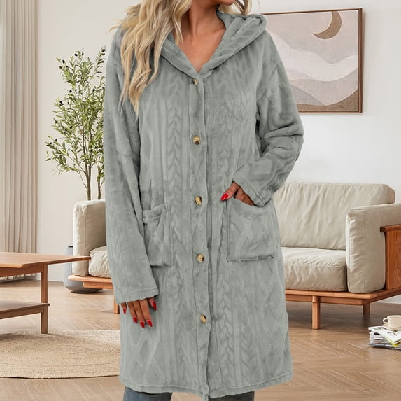 Amidoa Silver Sweaters for Women 2025 Long Sleeve Cardigan Hoodie Fleece Long Button up Cardigans Womens Cardigans XXL