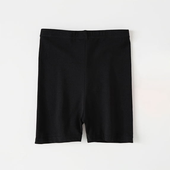 Amidoa Solid Color Girl Shorts High Waisted Leggings Elastic Waist Casual Cotton Summer Shorts,Black,7-8Years