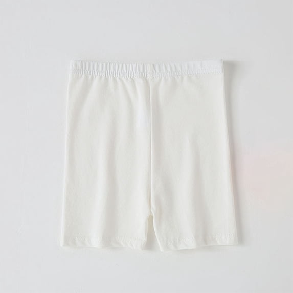 Amidoa Solid Color Girl Shorts High Waisted Leggings Elastic Waist Casual Cotton Summer Shorts,White,3-4Years