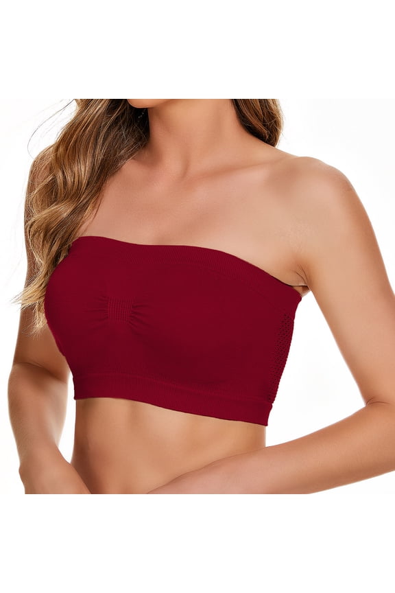 Strapless Sports Bra for Women Plus Size Removable Cup Solid Bandeau Womens Bralettes L
