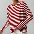 thumbnail image 1 of Amidoa Striped Women's Sweaters Classic Long Sleeve Red Lightweight Fall Pullover Sweaters Cardigans for Women S, 1 of 4