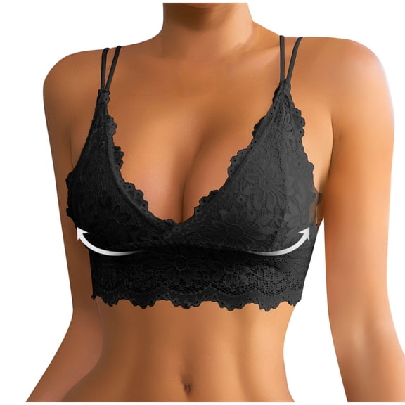 Amidoa Support Lift Bras for Women Push up Lace Black Longline Beauty Back Triangle Bralette Bralettes for Women L