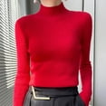 thumbnail image 1 of Amidoa Sweater Tops for Women Long Sleeve Slim Red Turtleneck Basic Solid Cozy Lightweight Sweaters Womens Cardigans M, 1 of 3