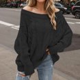 thumbnail image 1 of Amidoa Sweaters for Women Oversized Black Off the Shoulder Long Sleeve Cutout Cable Knit Sweaters Womens Cardigans L, 1 of 6