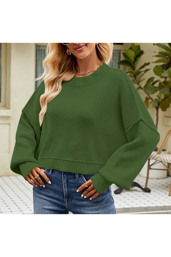 Sweaters for Women Trendy Plus Size Long Sleeve Crop Green Winter Solid Chunky Sweaters Womens Cardigans XL