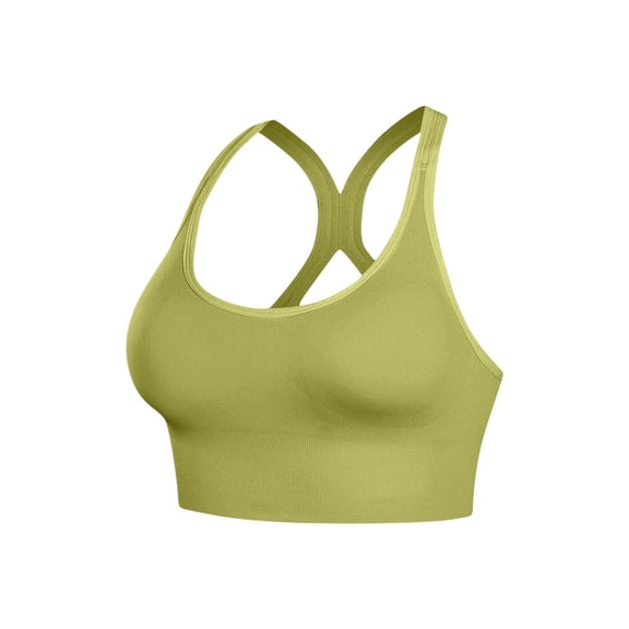 Amidoa T Shirt Bras for Women Green Seamless Racerback Sport High Impact Longline Bandeau Bralettes for Women XXXXL