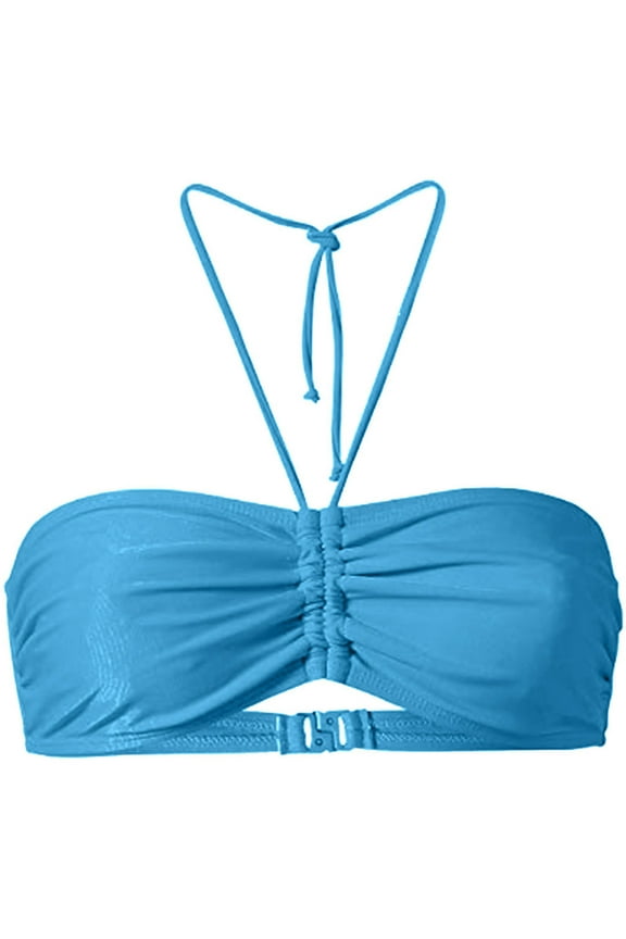 Tankini Swimsuits for Teens Ruffled Halter Bandage Drawstring Bandeau Swim Sets for Women