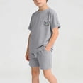 thumbnail image 1 of Amidoa Toddler Boys Waffle Knit Outfits Set- Loose Summer Fashion Short Sleeve Casual T Shirt and Shorts Kids Clothes Gray Size 6 T, 1 of 8
