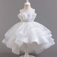 thumbnail image 1 of Amidoa Tulle Girls Tutu Dresses Dresses Sequins Sequins Floral Print Sundress Casual Sleeveless Summer Dress,White,12-13Years, 1 of 7