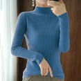 thumbnail image 1 of Amidoa Turtleneck Sweater Tops for Women Slim Blue Long Sleeve Solid Lightweight Basic Cozy Sweaters Womens Cardigans L, 1 of 4