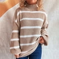 thumbnail image 1 of Amidoa Turtleneck Womens Sweaters Yellow Long Sleeve Striped Loose Winter Pullover Sweaters Women's Cardigans XL, 1 of 5