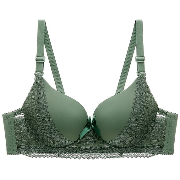 Amidoa Underwire Bras for Older Women Full-Figure Green Push-up Cheeky Bra Brasieres for Womens XL