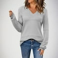 thumbnail image 1 of Amidoa V-Neck Women Sweater Cutout Long Sleeve Gray Lightweight Solid Long Sweaters Cardigans for Women Trendy XXL, 1 of 5