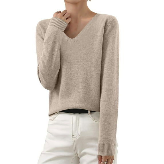 Amidoa V-Neck Womens Sweater Yellow Casual Long Sleeve Cozy Knit Solid Loose Sweaters Womens Sweaters Cardigan M